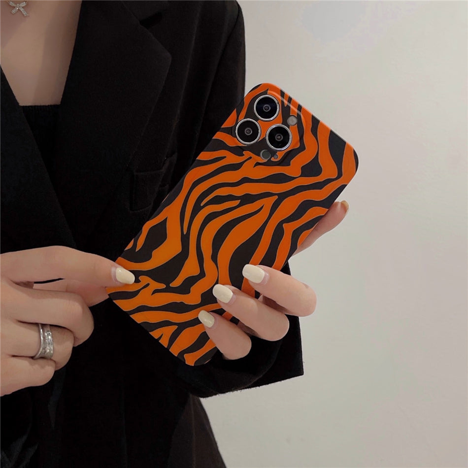 Luxury Tiger skin Pattern Back Cover for iPhone 7 8 Plus SE 20 X XR XS 11 12 13 Pro MAX Soft Silicone Matte Phone Case Couqes