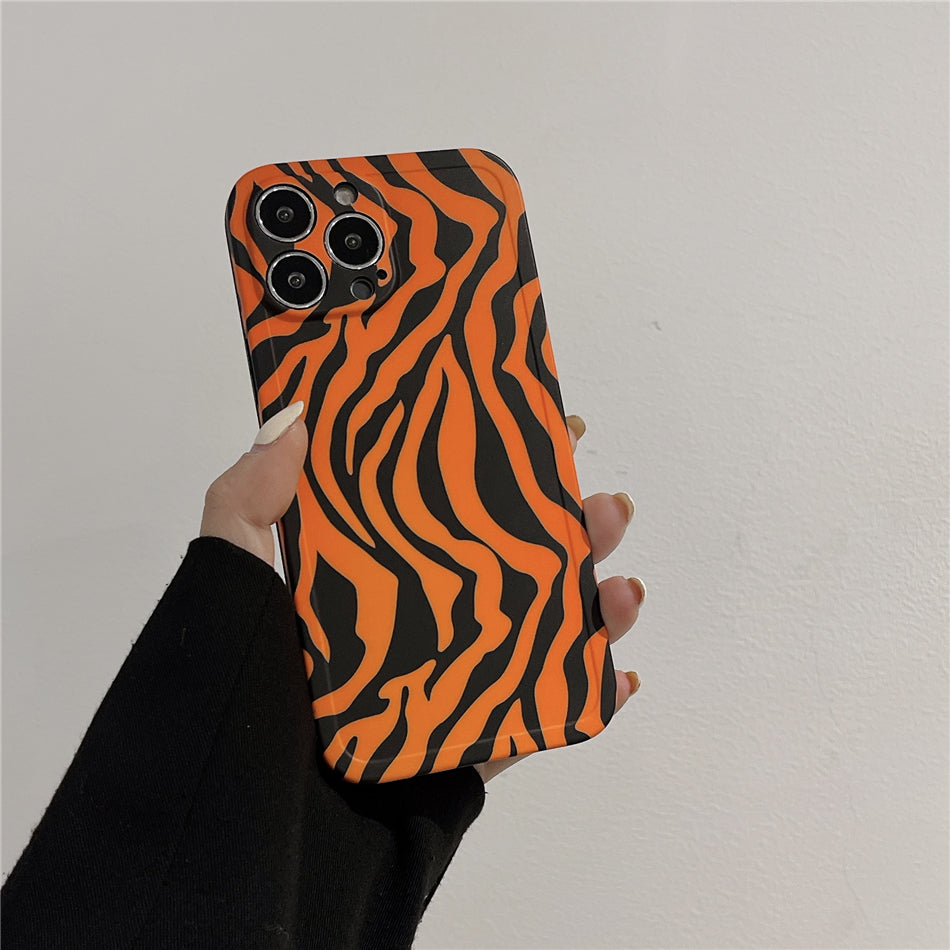 Luxury Tiger skin Pattern Back Cover for iPhone 7 8 Plus SE 20 X XR XS 11 12 13 Pro MAX Soft Silicone Matte Phone Case Couqes