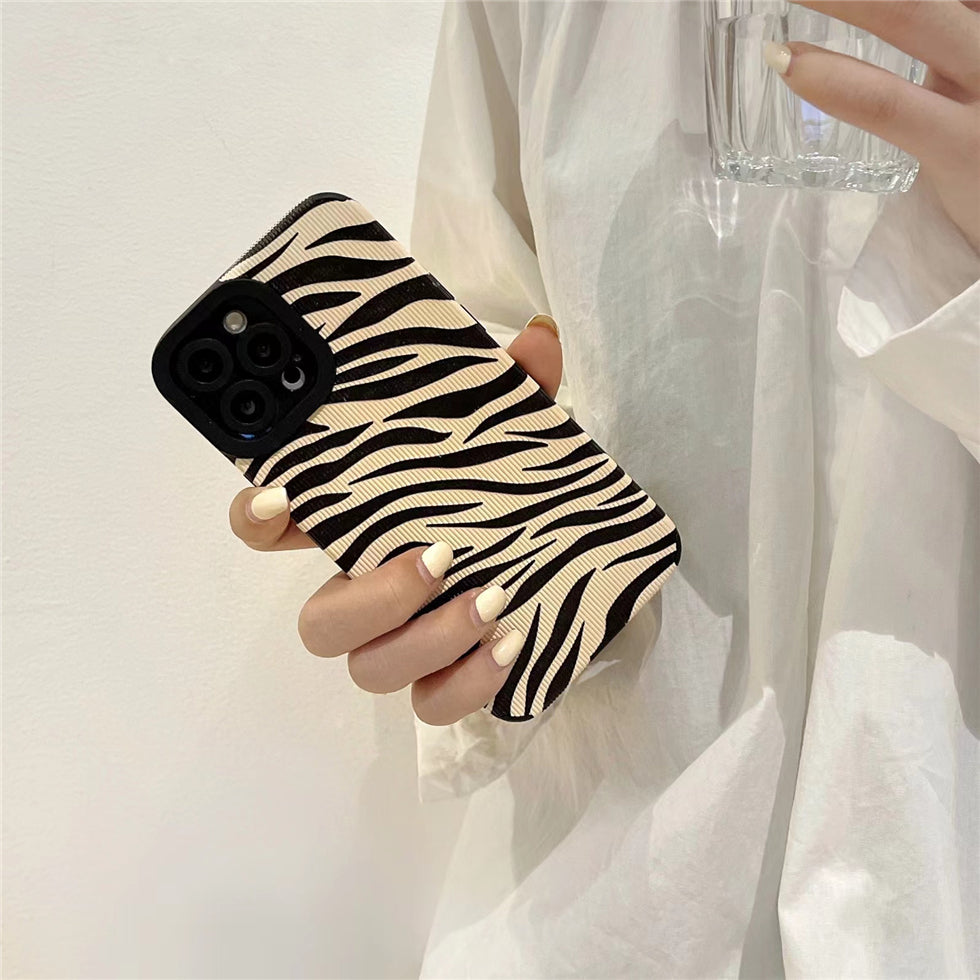 Luxury Leopard Zebra Pattern PU Leather Texture Phone Case for iPhone 7 8 Plus X XR XS 11 12 13 Pro Max Soft Silicon Cover Coque