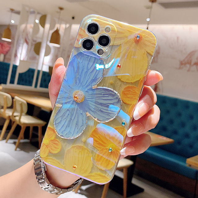 Cute 3D Glitter Flower Silicone Phone Case Skin For iPhone