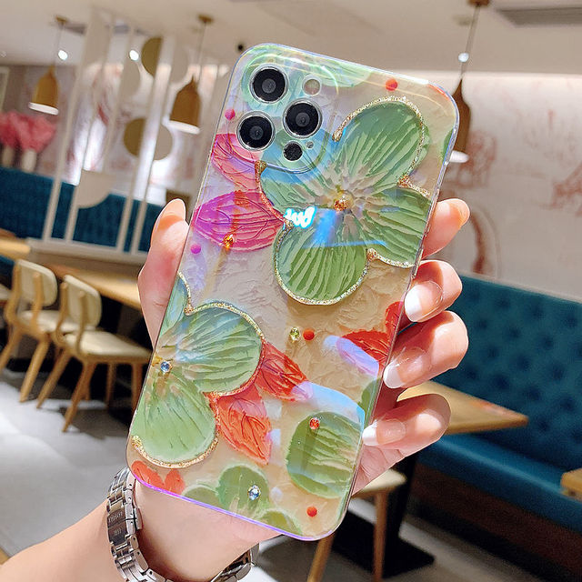 Cute 3D Glitter Flower Silicone Phone Case Skin For iPhone