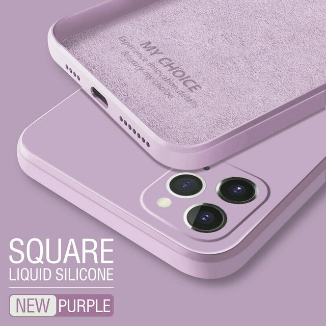 Pink original square liquid silicone phone case for iPhone 13 12 11 Pro Max Mini X XR XS Max 7 8 6s Plus Shockproof Soft Case
