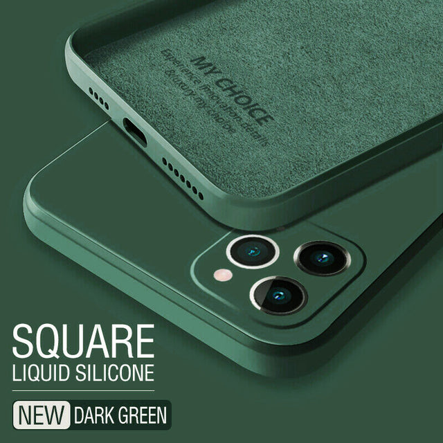 Pink original square liquid silicone phone case for iPhone 13 12 11 Pro Max Mini X XR XS Max 7 8 6s Plus Shockproof Soft Case