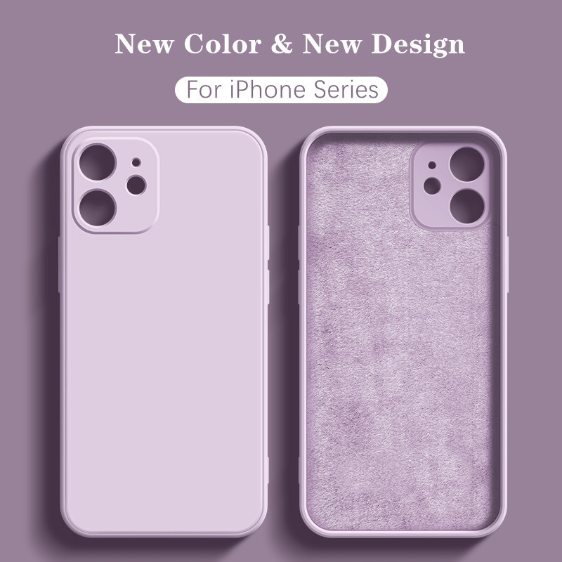 Pink original square liquid silicone phone case for iPhone 13 12 11 Pro Max Mini X XR XS Max 7 8 6s Plus Shockproof Soft Case