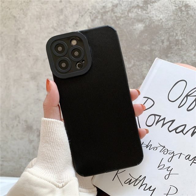 Retro Vintage Line Stripes Pattern Plain PU Leather Phone Case For iPhone 13 12 11 Pro XS MAX XR X 7 8 Plus SE 2020 Back Cover