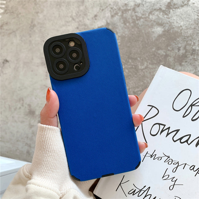 Retro Vintage Line Stripes Pattern Plain PU Leather Phone Case For iPhone 13 12 11 Pro XS MAX XR X 7 8 Plus SE 2020 Back Cover