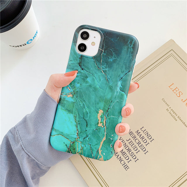 Ring Holder Purple Soft Phone Case For iPhone 13 12 11 Pro XS Max XR X 7 8 Plus SE Stand Back Cover Granite Stone Marble Texture