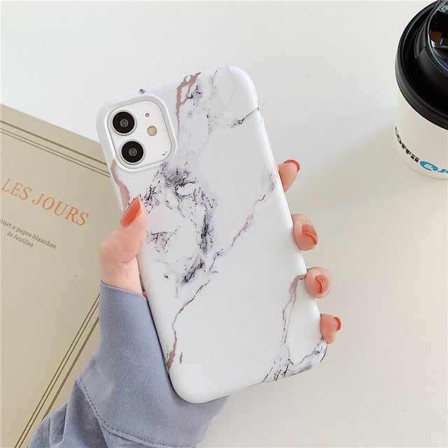 Ring Holder Purple Soft Phone Case For iPhone 13 12 11 Pro XS Max XR X 7 8 Plus SE Stand Back Cover Granite Stone Marble Texture