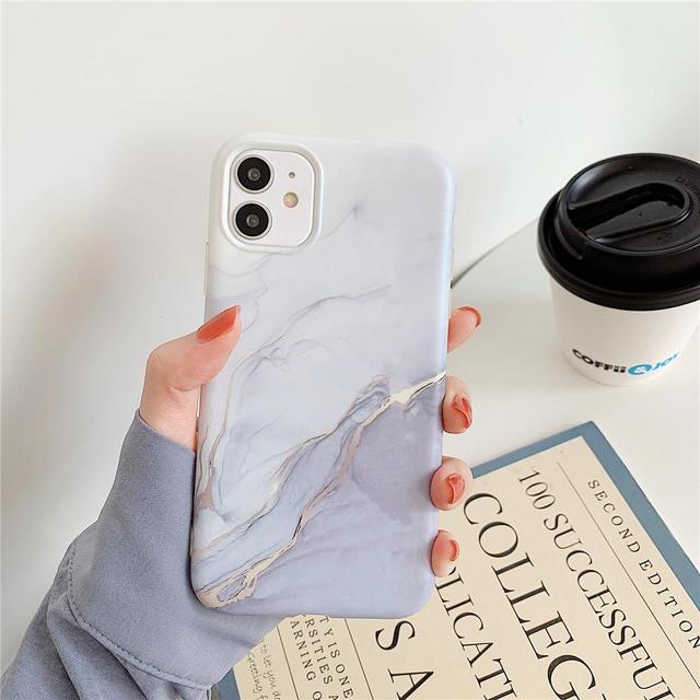 Ring Holder Purple Soft Phone Case For iPhone 13 12 11 Pro XS Max XR X 7 8 Plus SE Stand Back Cover Granite Stone Marble Texture