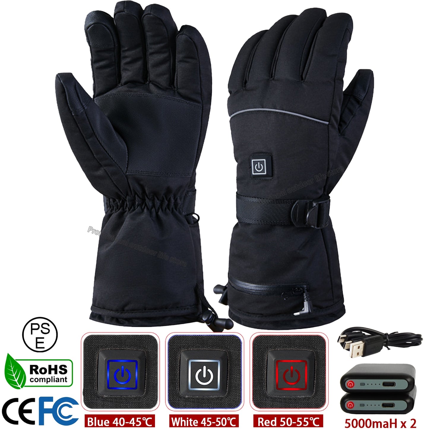 Winter Gloves 3M Cotton Heating Hand Warmer Electric Thermal Gloves Waterproof Snowboard Cycling Motorcycle Bicycle Ski Outdoor
