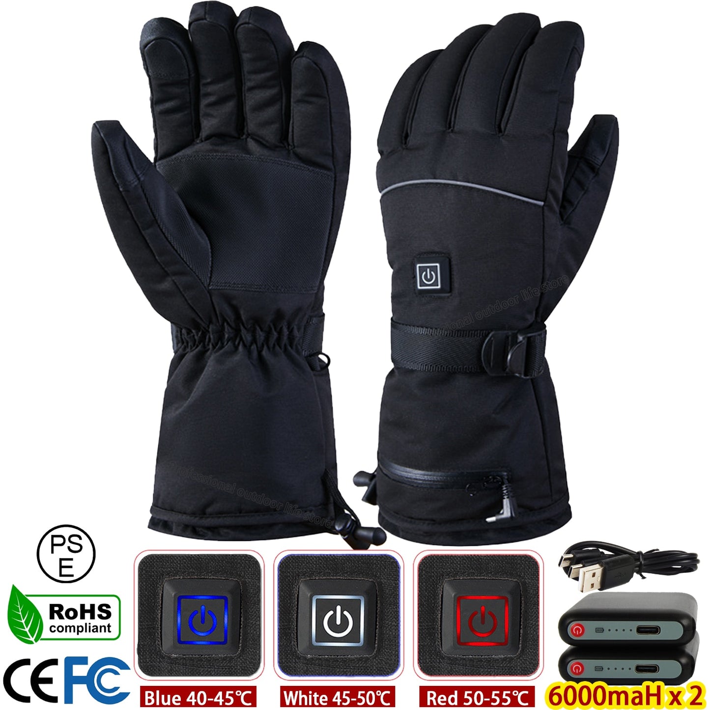 Winter Gloves 3M Cotton Heating Hand Warmer Electric Thermal Gloves Waterproof Snowboard Cycling Motorcycle Bicycle Ski Outdoor