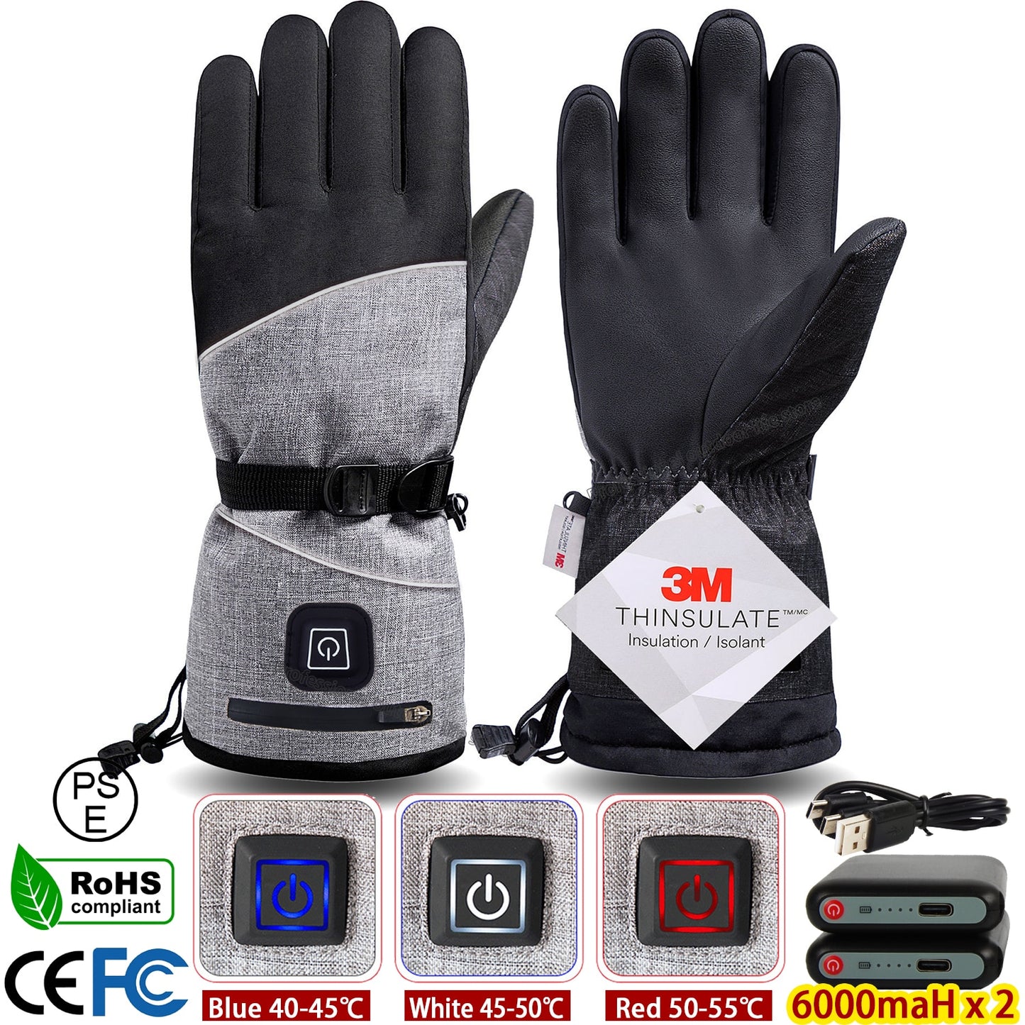 Winter Gloves 3M Cotton Heating Hand Warmer Electric Thermal Gloves Waterproof Snowboard Cycling Motorcycle Bicycle Ski Outdoor