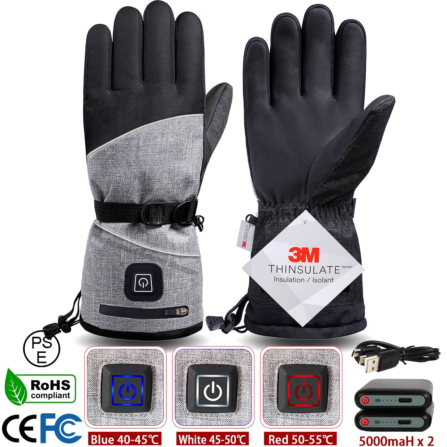Winter Gloves 3M Cotton Heating Hand Warmer Electric Thermal Gloves Waterproof Snowboard Cycling Motorcycle Bicycle Ski Outdoor
