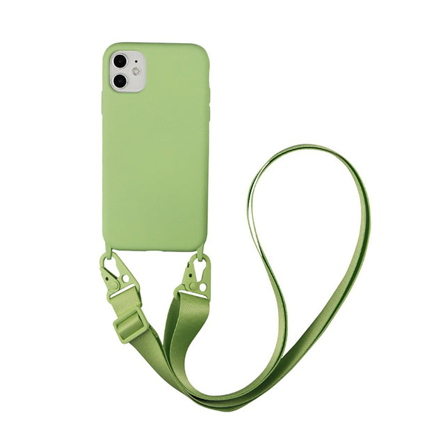 Silicone Phone Case For iPhone 12 13 11 Pro Max 7 8 Plus X XR XS Max Ultra Cover With Neck Strap Crossbody Necklace Cord