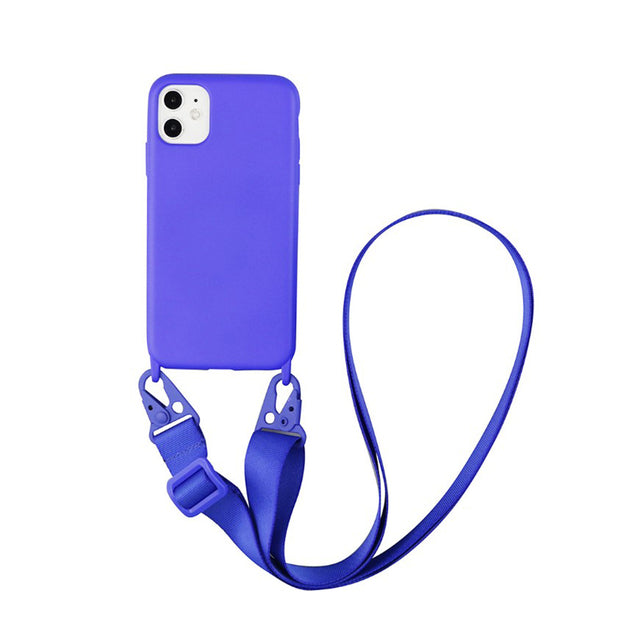 Silicone Phone Case For iPhone 12 13 11 Pro Max 7 8 Plus X XR XS Max Ultra Cover With Neck Strap Crossbody Necklace Cord