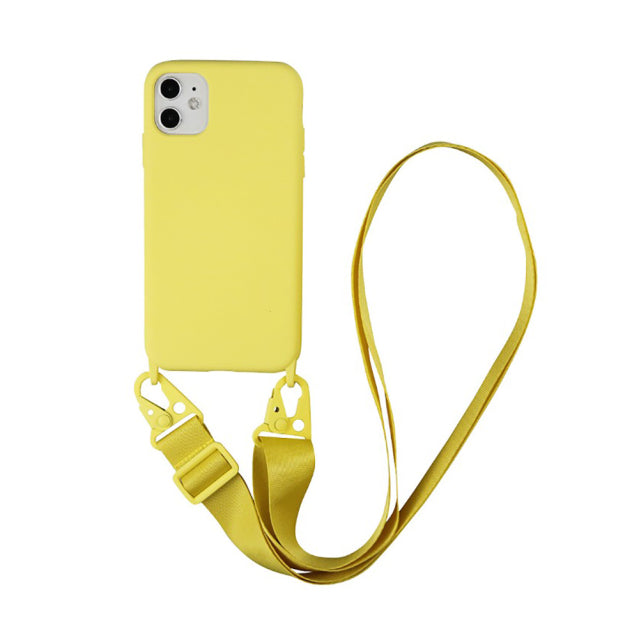 Silicone Phone Case For iPhone 12 13 11 Pro Max 7 8 Plus X XR XS Max Ultra Cover With Neck Strap Crossbody Necklace Cord