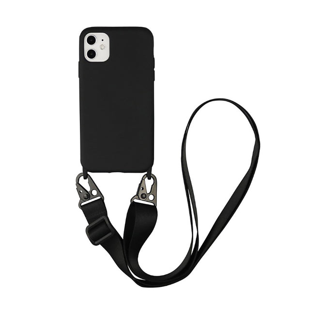 Silicone Phone Case For iPhone 12 13 11 Pro Max 7 8 Plus X XR XS Max Ultra Cover With Neck Strap Crossbody Necklace Cord