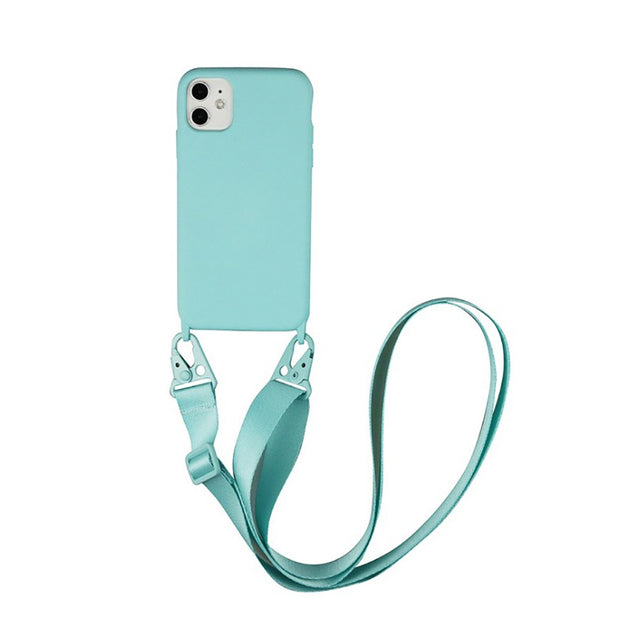 Silicone Phone Case For iPhone 12 13 11 Pro Max 7 8 Plus X XR XS Max Ultra Cover With Neck Strap Crossbody Necklace Cord