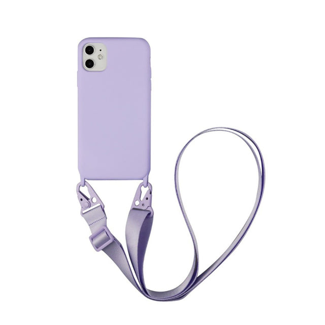 Silicone Phone Case For iPhone 12 13 11 Pro Max 7 8 Plus X XR XS Max Ultra Cover With Neck Strap Crossbody Necklace Cord