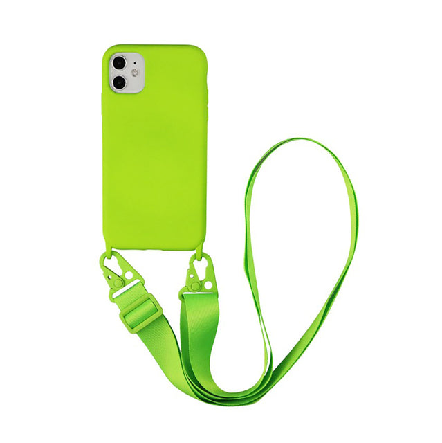 Silicone Phone Case For iPhone 12 13 11 Pro Max 7 8 Plus X XR XS Max Ultra Cover With Neck Strap Crossbody Necklace Cord