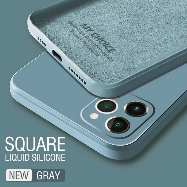 Pink original square liquid silicone phone case for iPhone 13 12 11 Pro Max Mini X XR XS Max 7 8 6s Plus Shockproof Soft Case