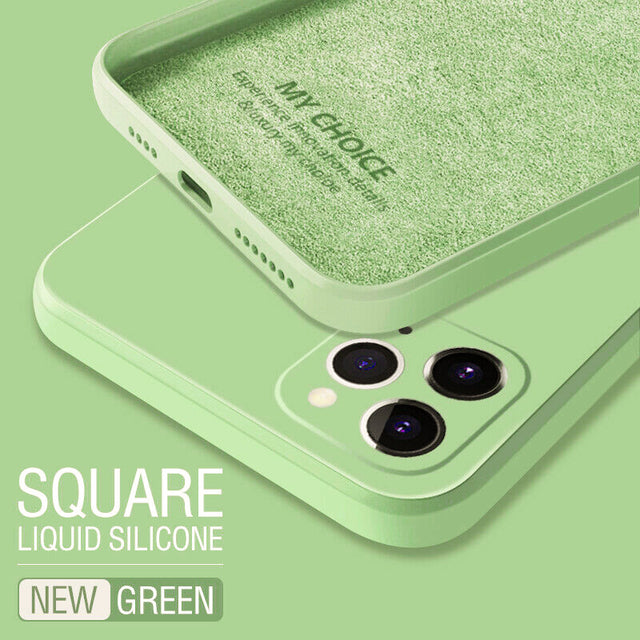 Pink original square liquid silicone phone case for iPhone 13 12 11 Pro Max Mini X XR XS Max 7 8 6s Plus Shockproof Soft Case